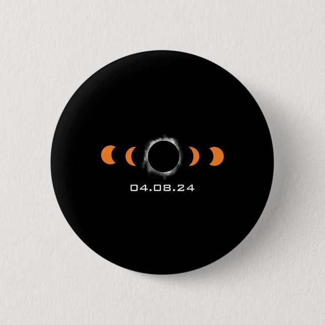 Gesamter Sun Eclipse Solar 8. April 2024 Pfad des  Button (Vorderseite)