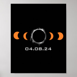 Gesamter Sun Eclipse Solar 8. April 2024 Pfad des Poster