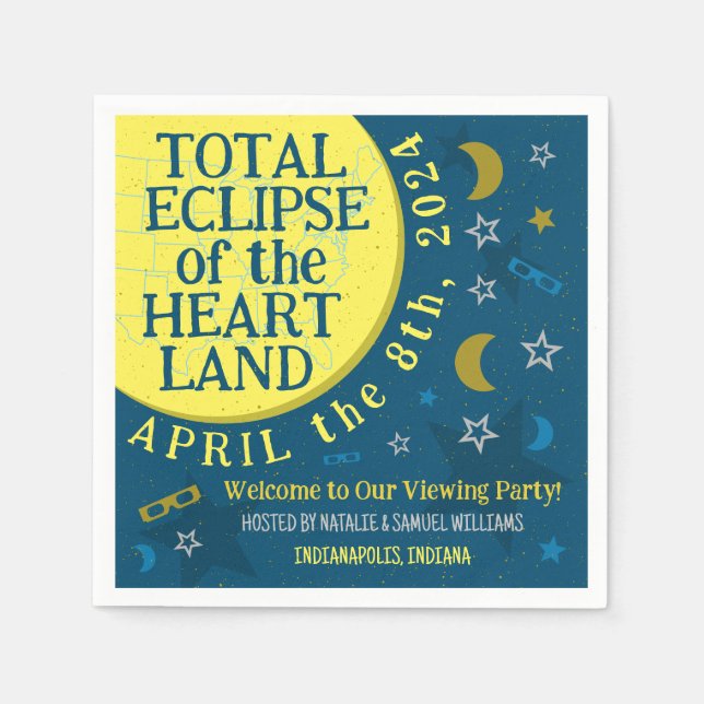 Gesamtes Solar-Eclipse 8. April 2024 Party anzeige Serviette (Vorderseite)