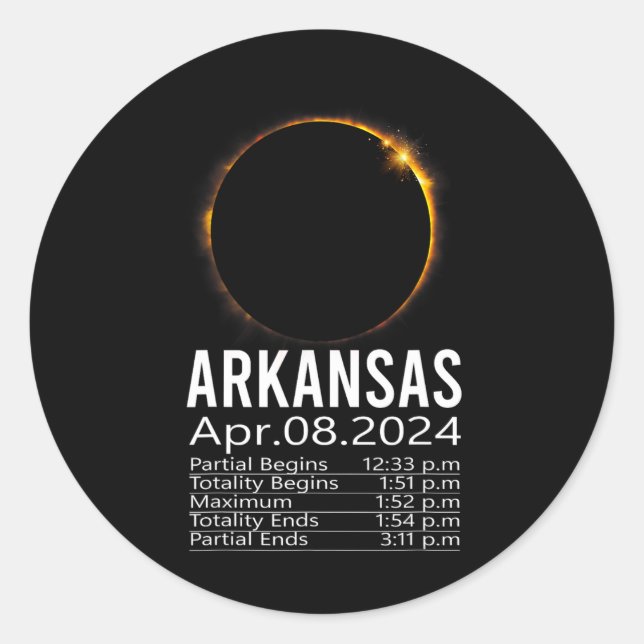 Gesamtes Solar-Eclipse-Programm 8. April 2024 Arka Runder Aufkleber (Vorderseite)