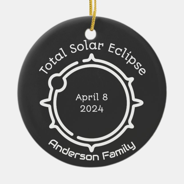 Gesamtes Solargeschenk Eclipse 2024 Moderner Minim Keramik Ornament (Vorne)