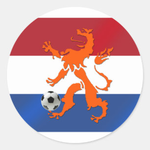 Gesamtfußballfußball Oranje Holländischer Löwe Runder Aufkleber