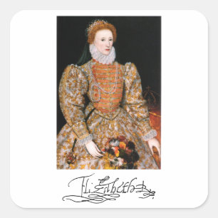 Gesamtkörperportrait von Königin Elisabeth I. von Quadratischer Aufkleber