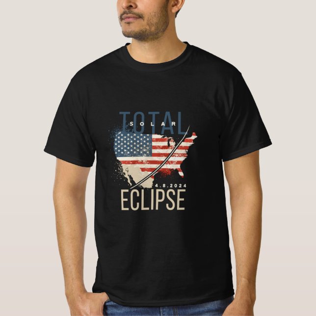 GESAMTSOLAR ECLIPSE 4.8.2023 USA MAP DISTRESSED T-Shirt (Vorderseite)