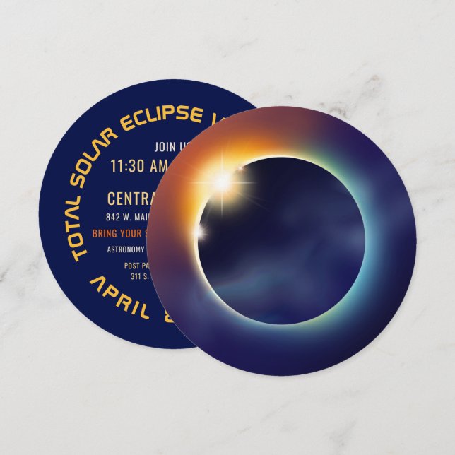 Gesamtsolares Eclipse | Astronomisches Star-Party Einladung (Vorne/Hinten)