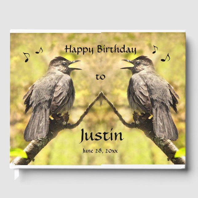 Gesang Gray Catbirds Birthday Party Gästebuch (Vorderseite)