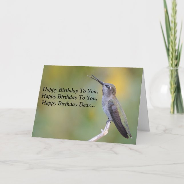 Gesang Happy Birthday Hummingbird Card Karte (Vorderseite)