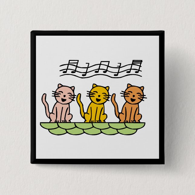 Gesang-Katzen T-Shirts und Geschenke Button (Vorderseite)