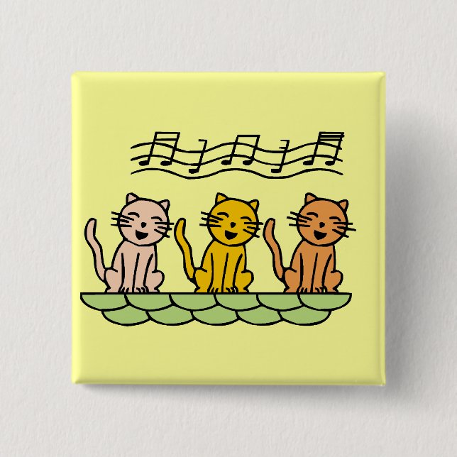 Gesang-Katzen T-Shirts und Geschenke Button (Vorderseite)