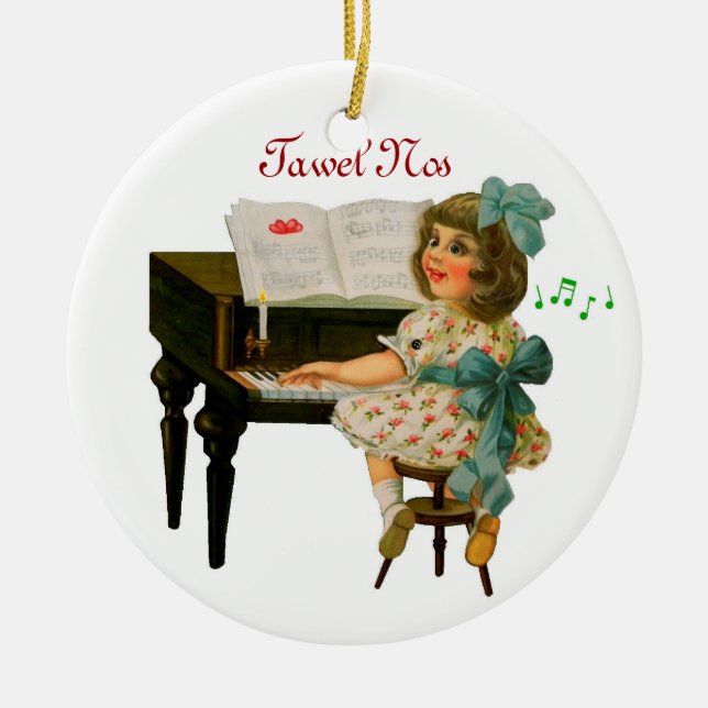 Gesang Mädchen Weihnachtsdekoration Keramik Ornament (Vorne)
