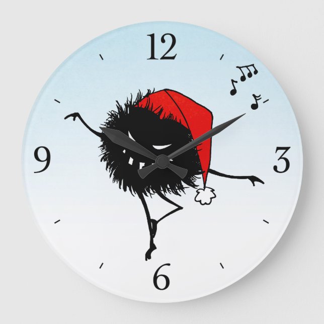 Gesang-Tanzen schlechte Weihnachtswanze Große Wanduhr (Vorderseite)