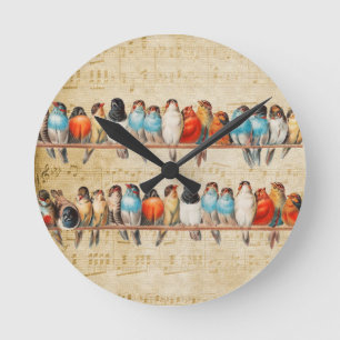Gesang und Chirping Runde Wanduhr
