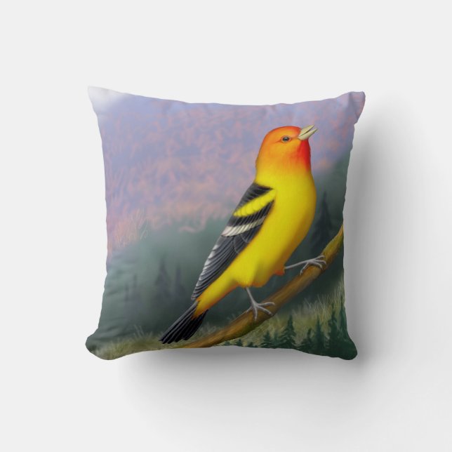 Gesang-Westerntanager-Vogel-Kissen Kissen (Vorderseite)