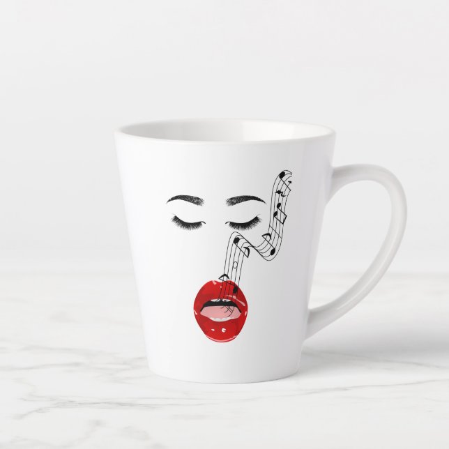 Gesangsdeutsch mit musikalischen Noten Milchtasse (Rechts)