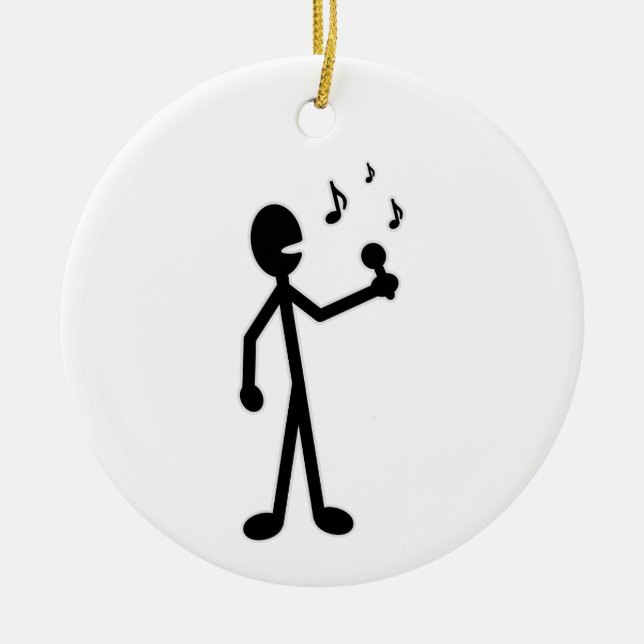 Gesangses Strichmännchen Keramik Ornament (Vorne)