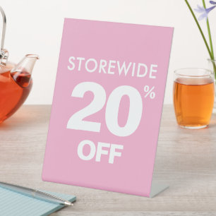 Geschädigtes Handelsschild, 20% Off Tabletop Schil Sockelschild