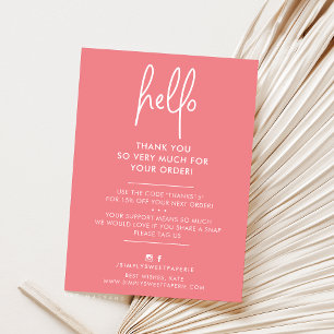 GESCHÄFT DANK IHNEN moderne hallo hübsche Korallen Dankeskarte