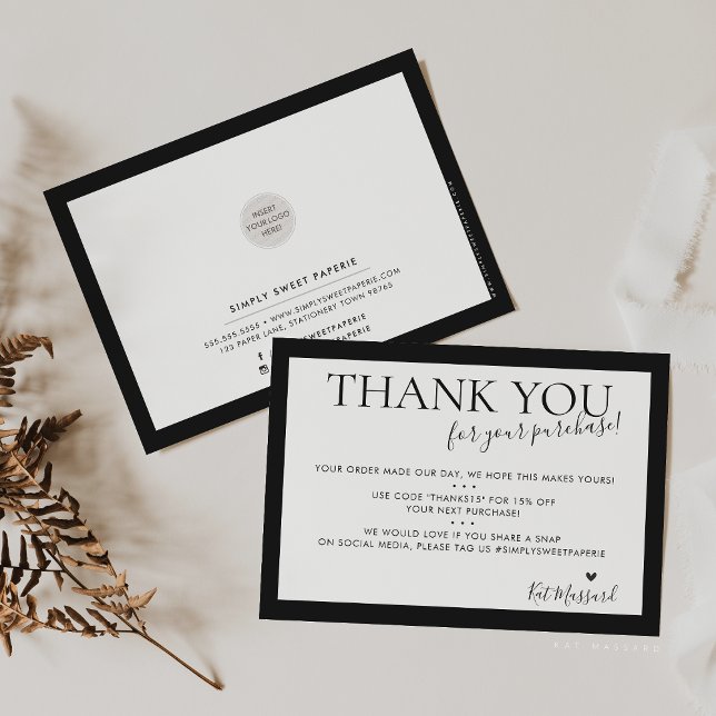 GESCHÄFT DANK IHNEN moderne schicke, kühne Schwarz Dankeskarte (Von Creator hochgeladen)