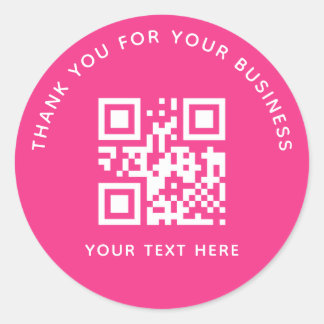 Geschäft Danke Benutzerdefinierter QR-Code Pink Runder Aufkleber