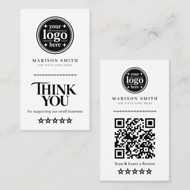 Geschäft Dankeskarten mit QR-Code Bewertung  Visitenkarte (Vorne/Hinten)