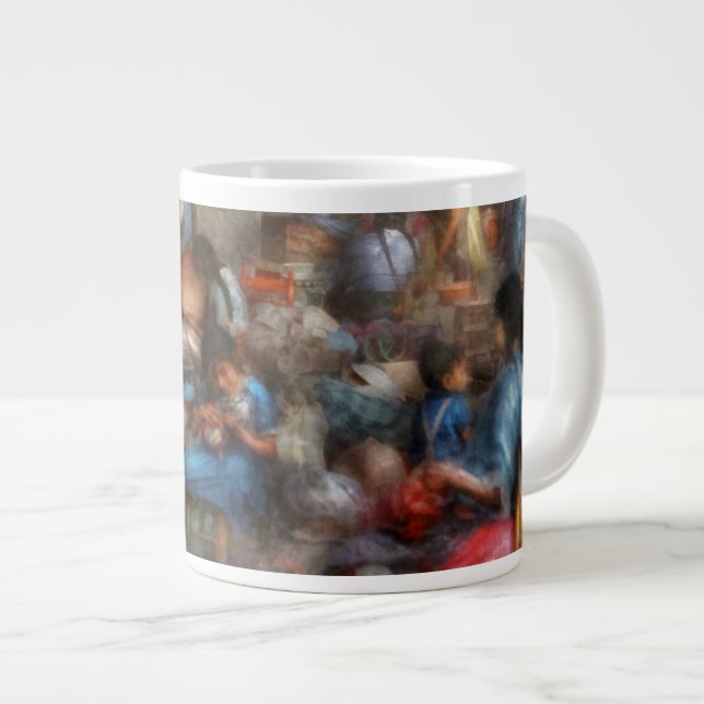 Geschäft - Der belebte Marktplatz Jumbo-Tasse (Vorderseite Rechts)