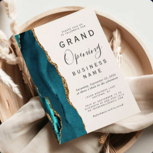 Geschäft Eröffnungsfeier Teal Gold Achat Einladung