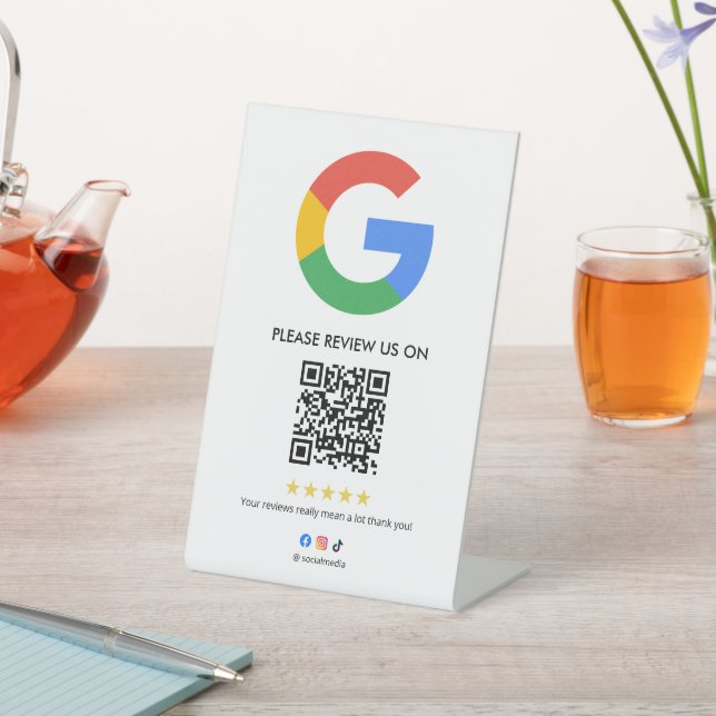 Geschäft Google Bewertungs-Tischschild l QR-Code Sockelschild (In SItu)