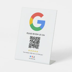 Geschäft Google Bewertungs-Tischschild l QR-Code Sockelschild