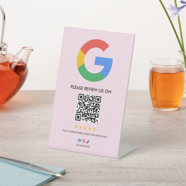 Geschäft Google Bewertungs Tischschild l QR-Code Sockelschild (In SItu)