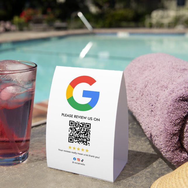 Geschäft Google Bewertungs-Tischschild l QR-Code Tischaufsteller (In Situ (auf dem Tisch))