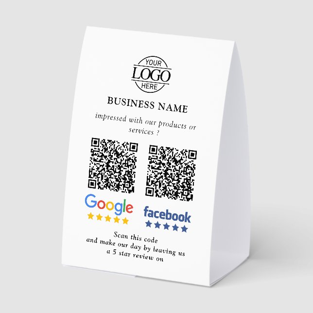 Geschäft Google & Facebook Bewertungen QR-Code Sch Tischaufsteller (Rückseite)