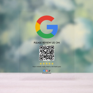 Geschäft Google Review Tischschild l QR Code Acrylschild