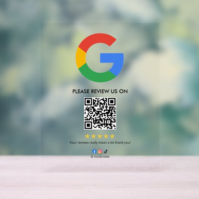 Geschäft Google Review Tischschild l QR Code Acrylschild (Neutral)
