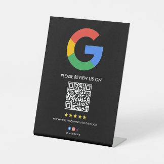 Geschäft Google Review Tischschild l QR-Code Sockelschild