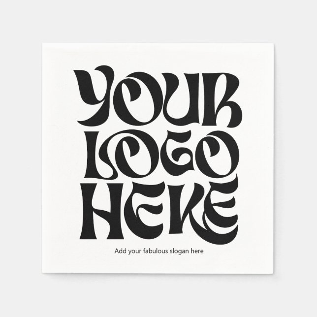 Geschäft Großes Logo und Text Serviette (Vorderseite)
