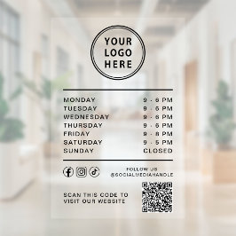 Geschäft Logo Öffnungszeiten Soziale Medien QR-Cod Fensteraufkleber