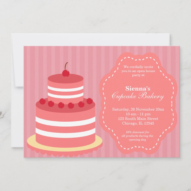 Geschäft mit offenen Bäckereien Einladung (Vorderseite)