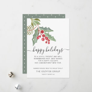 Geschäft Moderne Schrift Holly Berry Feiertagskarte