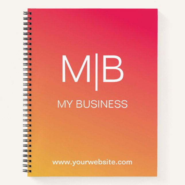 Geschäft Pink Orange Farbverlauf Monogramm  Notizbuch (Vorderseite)