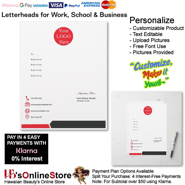 Geschäft Rot Schwarz Logo Firmenname Unterschrift Briefbogen (Business Red Black Logo Company Name Signature Letterhead.)