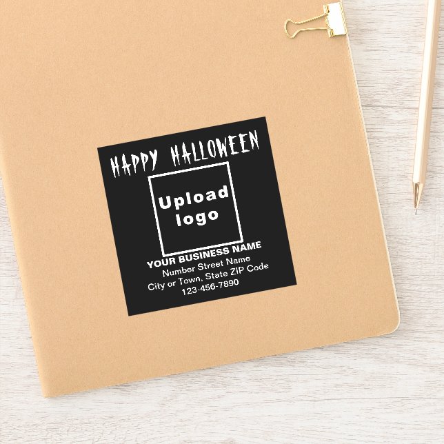 geschäftliche Halloween-Begrüßung auf dem Black Sq Aufkleber (Notizbuch)
