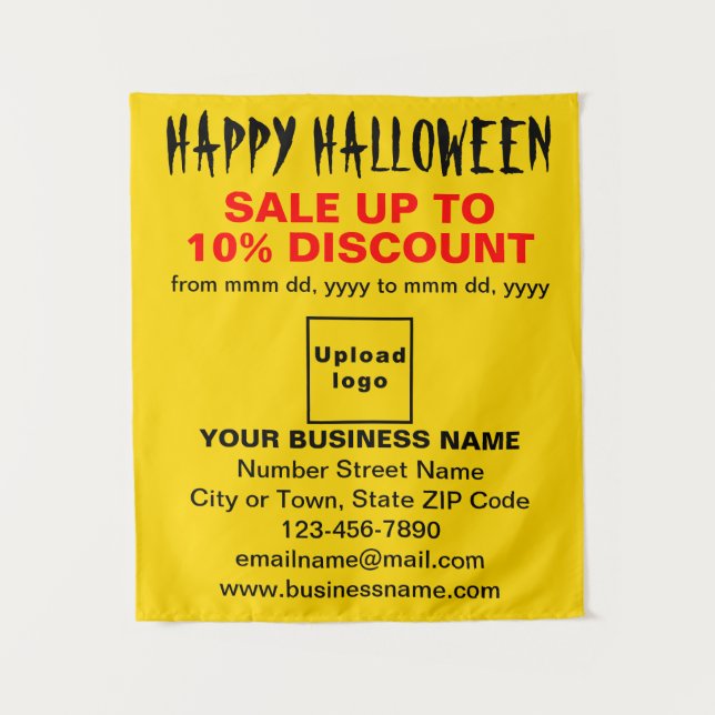 geschäftlicher Halloween-Verkauf auf gelbem Band Wandteppich (Vorderseite)