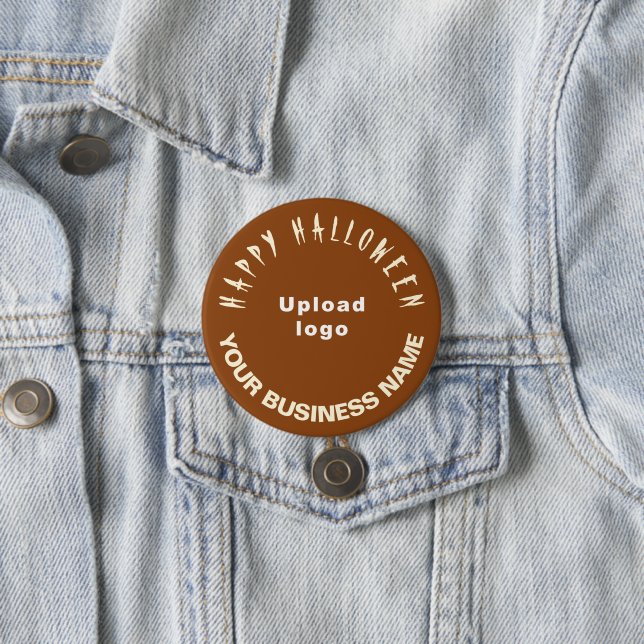 geschäftliches Halloween-Gruß auf brauner Form Button (Beispiel)