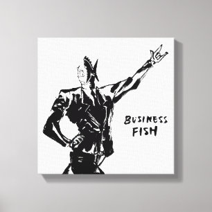 Geschäfts-Fisch-Tintenmalerei (Version ZEN) Leinwanddruck
