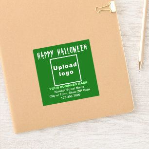 Geschäfts-Halloween-Gruß auf grünem quadratischen  Aufkleber