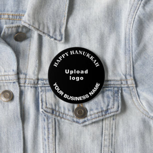 Geschäfts-Hanukkah-Gruß auf schwarzem runden Knopf Button