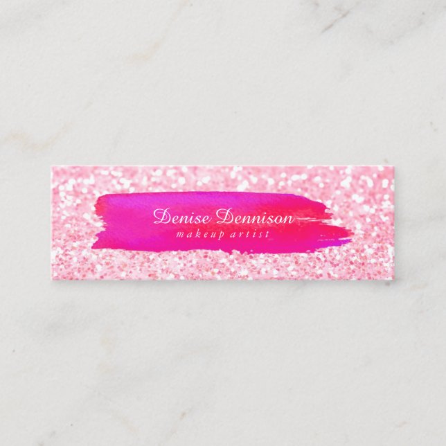 Geschäfts-Karte - Brushstroke-Glitzer-Rosa Mini Visitenkarte (Vorderseite)