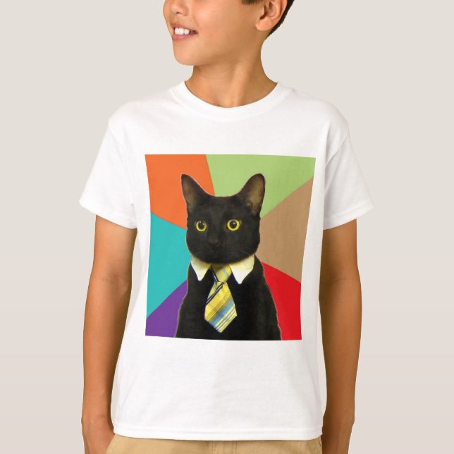 Geschäfts-Katzen-Ratetier Meme T-Shirt (Vorderseite)
