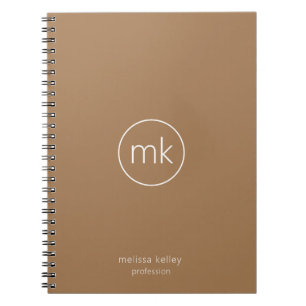 Geschäfts-Minimal-Monogramm Initial Weiß & Beige Notizblock