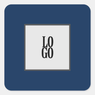 Geschäfts- oder Firmenlogo auf Marineblau Quadratischer Aufkleber